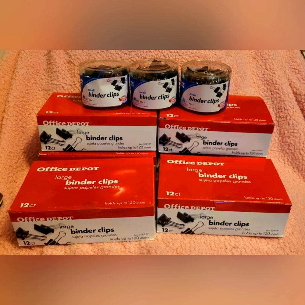 Office Depot Large & Small Binder Clips Bundle NIB